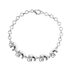 Elephant Charm Bracelets in 925 Sterling Silver Bracelets for Women - Adjustable Link Cute Animals Jewelry Birthday Wedding Anniversary Engagement Christmas Gifts for Women - Size 7.25 Inches