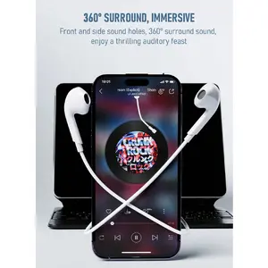 Wired In-Ear Headphones with Apple Lightning, Android Type-C, and 3.5mm Jack, Compatible with Mobile Devices, Low Power Consumption