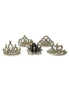 Assorted Plastic Little Princess Tiaras Gold or Silver - 25 Pieces