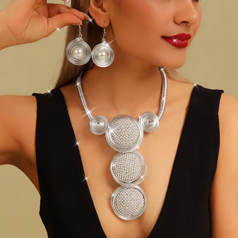 Women's Vintage Minimalist White Mosaic Plastic Jewelry Set - 2pcs Necklace & Earrings, Elegant Everyday Layering Accessory, Party & Birthday Gift, 2 Piece Sets, Layered, Female