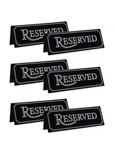 6pcs Acrylic Table Card Sign Hotel Restaurant Reserved Table Signs Reminder Sign For Wedding Birthday Party Decor Light Seat Decoration Black