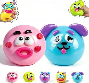 2PCS NEW Smushers Squishy Cutie Toy, Funny Face Curiosities Dog Face Swap Squishy Soft Moldable Multisensory Stress Relief for Anxiety Safe Maltose Material Portable Sensory Decompression Gift Party Favors