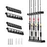 Tcakelox Vertical Wall-Mounted Fishing Pole Holder - Fishing Gear Accessory, 6 Rods or Combos Capacity, Quick Access, Fits Most Rod Diameters, Ceiling Mount Compatible, No Additional Tools Required, Garage Storage Solution