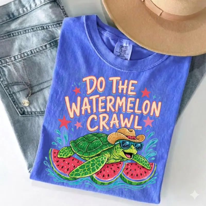Comfort Colors Do the Watermelon Crawl Shirt, Cute Turtle Tee, Trendy Catch Phrase Shirt, Coquette Preppy Girly Tee, Boutique Graphic T-Shirt, Gift for Her