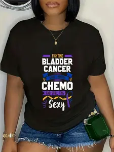 100% Cotton Fighting Chemo Bladder Cancer Purple Blue And Yellow Dysuria T-Shirt