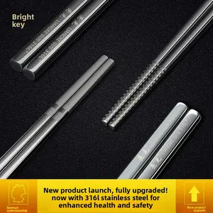 Langkes German 304 Stainless Steel 316l 10 Pcs Square Anti Slip Metal Fast Food Tableware Chopsticks