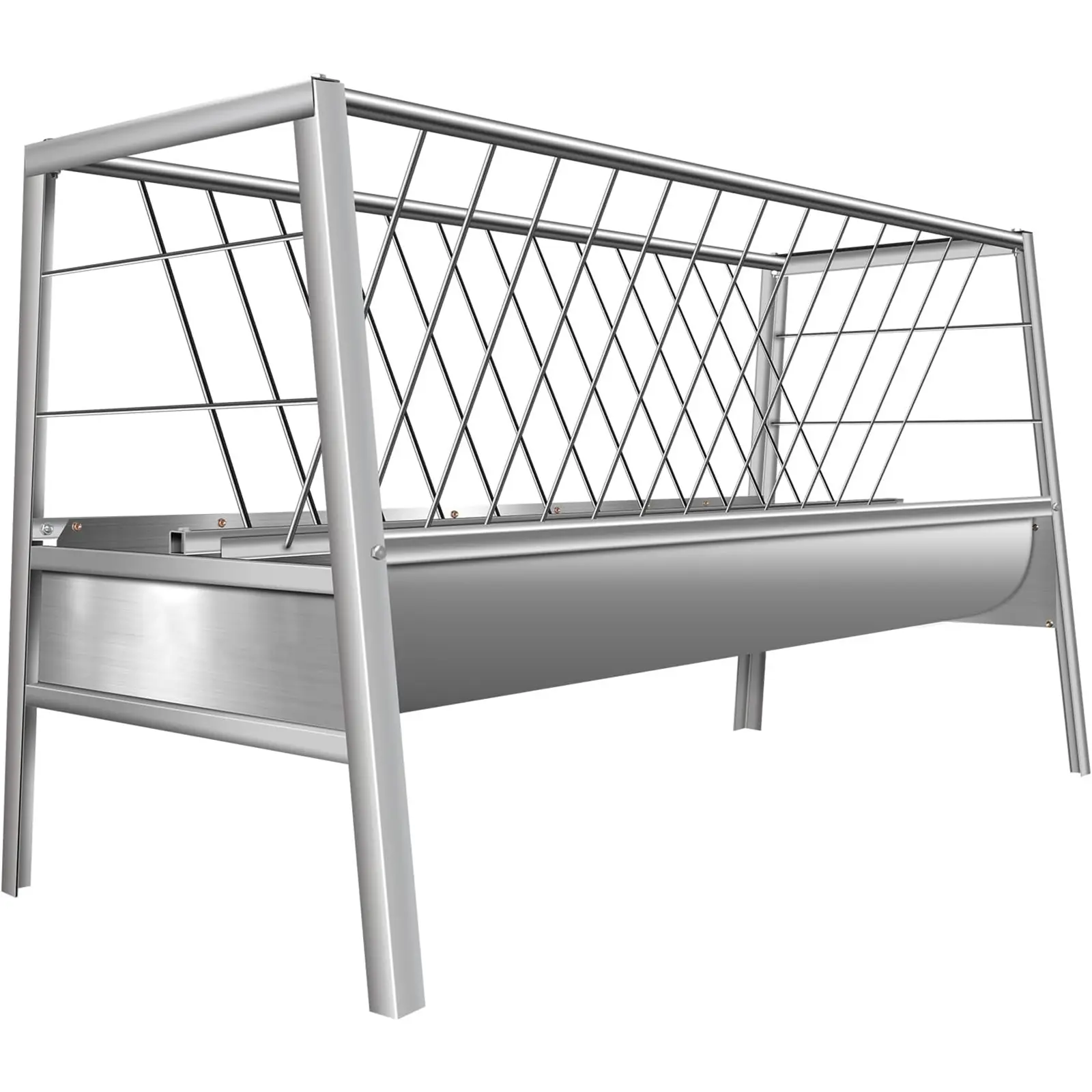 77 Gallon Goat Hay Feeder, Goat Feeder with Heavy Duty Stainless Steel, 3-in-1 Hay & Grain Livestock Shelter for Sheep, Cows, Horses, Farm, Detachable Grain Tray, Easy Assembly, Silvery  tools gadgets