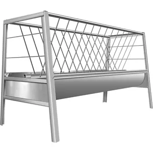 77 Gallon Goat Hay Feeder, Goat Feeder with Heavy Duty Stainless Steel, 3-in-1 Hay & Grain Livestock Shelter for Sheep, Cows, Horses, Farm, Detachable Grain Tray, Easy Assembly, Silvery  tools gadgets