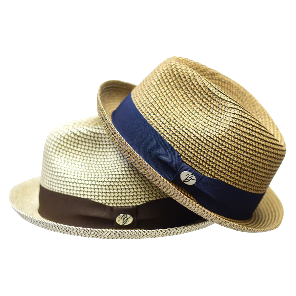 Dominic Collection Straw 2-Tone Fedora Hat