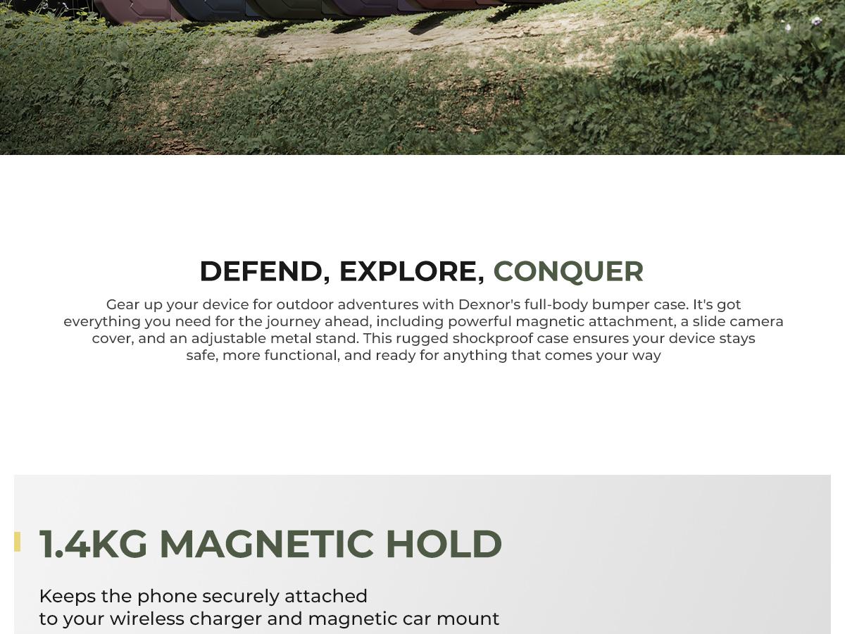 Dexnor Case for iPhone 16 15 14 13 12 Series, with Slide Camera Cover & Adjustable Kickstand & Built-in Screen Protector,Compatible with MagSafe Shockproof Bumper Cases Heavy-Duty Magnetic Protective Cover