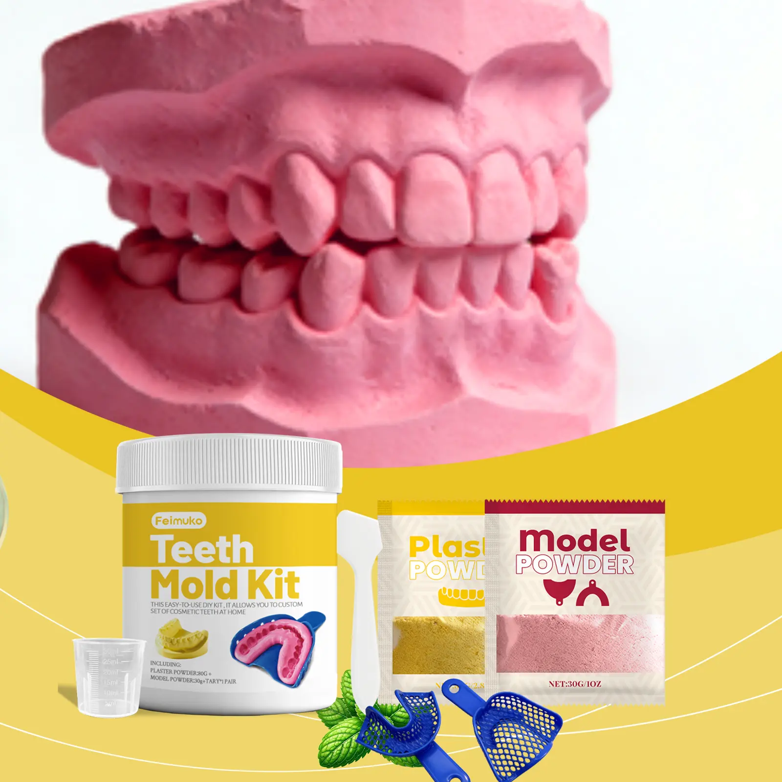 DIY Tooth-Shape Plaster Mold Set, Lightweight Plastic Specialty DIY Toy Kit for Easy Crafting