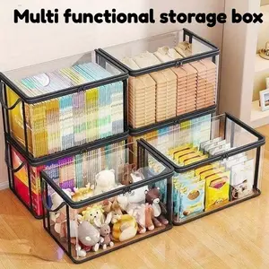 Transparent Plastic Storage Boxes Set of 1/2/3, Flip Lid Opens 180°, Large Capacity for Books Clothes Snacks, Durable Space Saving Organizer, Home Organizer Storage