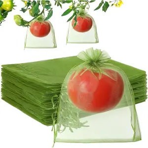 70 count Fruit Protection Bags 6x8 inch Green Netting Cover Drawstring Mesh Tomato Protectors Bags Pest Barrier for Blueberry Small Fruit Veggies Garden (70, 6x8 inch)