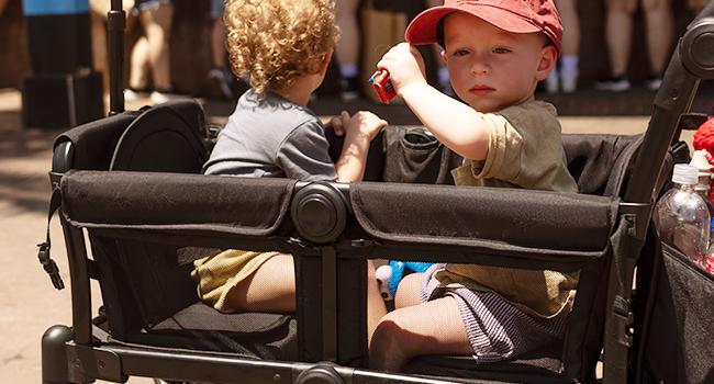 HARPPA Baby Stroller Wagon, All-Terrain Wagon Stroller for 2 with Canopy, Foldable 2 Kids Stroller, Wagon for Outdoor & Beach, Adjustable Handlebar, Parent Organizer, Travel System