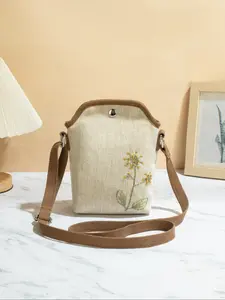 Bohemian Ethnic Style Original Design Embroidered Shoulder Crossbody Bag, Handmade 3D Flower Phone Case, Unique Fashion Accessory, Bohemian Casual Purse, Fashionable Bohemian Bag