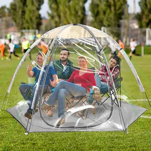 PVC Transparent Camping Tent with Mesh Windows for 1-4 People, All-Season Windproof Outdoor Dome for Camping Dome, Backyard & Fishing