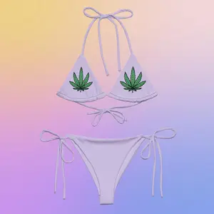 Lavender Weed Fan Leaf String Bikini Set