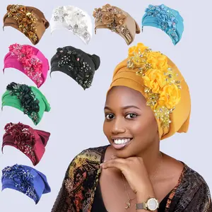 Elegant African Headwrap – Women’s Party & Wedding Turban, Muslim Hijab Bonnet, Nigerian Flower Headpiece for Special Events, Cultural Celebrations, Photoshoots & Festive Gatherings