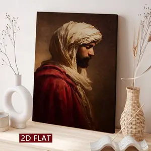 1 Count Wooden Frame Canvas, Vintage Figure In Red Cloak And Draped Hood, Art For Home Decoration, Pattern Wall Art Decor, For Living Room, Bedroom, Office, Restaurant, Bar Wall Decor, Odorless, Painting, Print, Artwork..