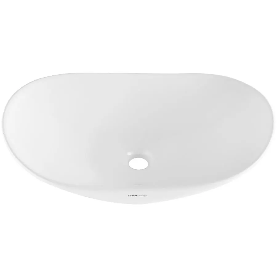 VEVOR Oval Vessel Sink, 23.3x 14.2 Bathroom Vessel Sink Bowl Countertop, White Ceramic Bathroom Sinks Above Counter, Bowl Sink with Modern Style, Well-Packaged for Bathroom, Hotel, Toilet, RV