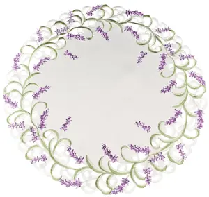 Linens Art And Things - Lavender Lilac Large Doily, Table Topper (23", 33")