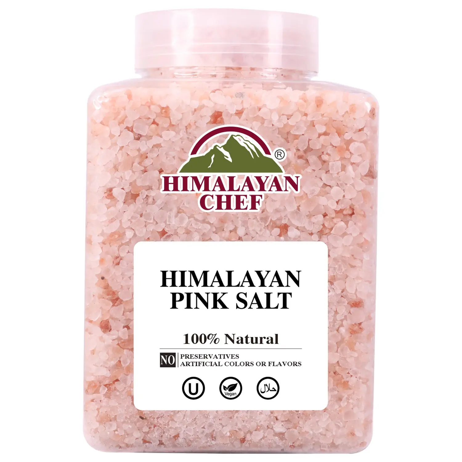 Himalayan Chef Pink Himalayan Salt Coarse Grain, Plastic Jar - 5 lbs