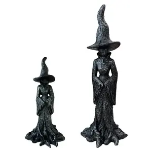 Gothic Halloween Witch Statue, Vintage Magician Decor, 7.5 Inch Resin Witch Figurine, Dark Fantasy Desktop Decoration, Home Holiday Indoor Ornament