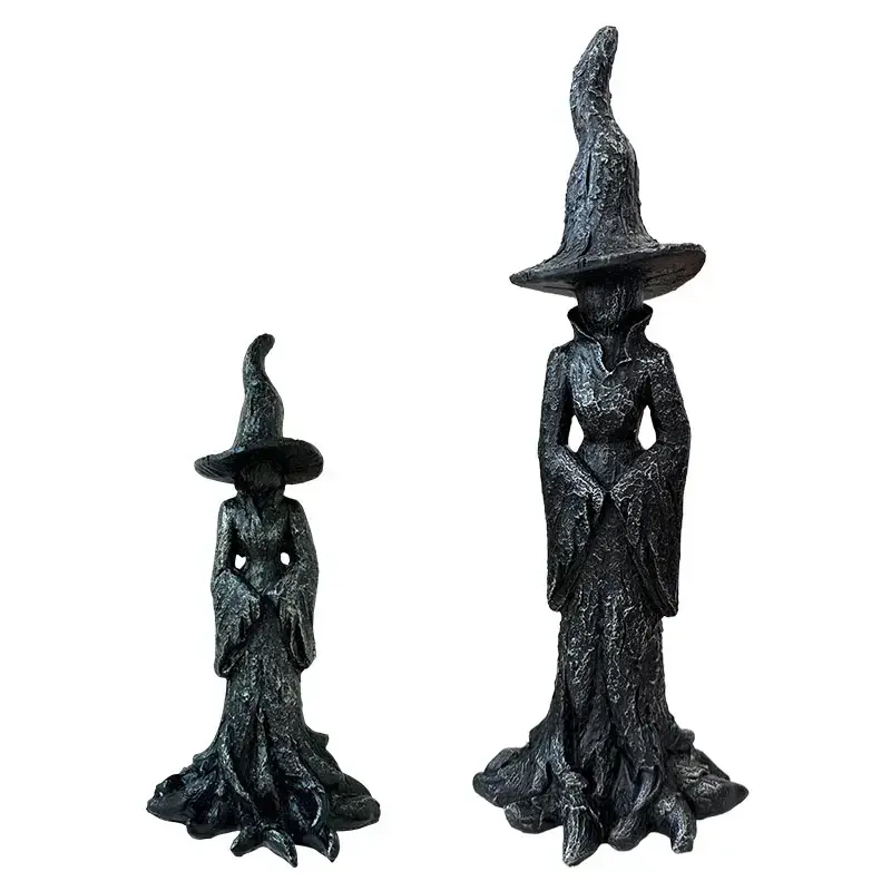 Gothic Halloween Witch Statue, Vintage Magician Decor, 7.5 Inch Resin Witch Figurine, Dark Fantasy Desktop Decoration, Home Holiday Indoor Ornament, Decorative Sculptures, Statue Figurines, Dark Figure Decor