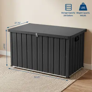120 Gallon Outdoor Metal Storage Deck Box – Large Waterproof Steel Chest, Lockable Lid, Dual Gas Struts, Wheels & Handles – Patio, Poolside, Cushions, Tools, Backyard Organization – Brown – 1245×600×710mm