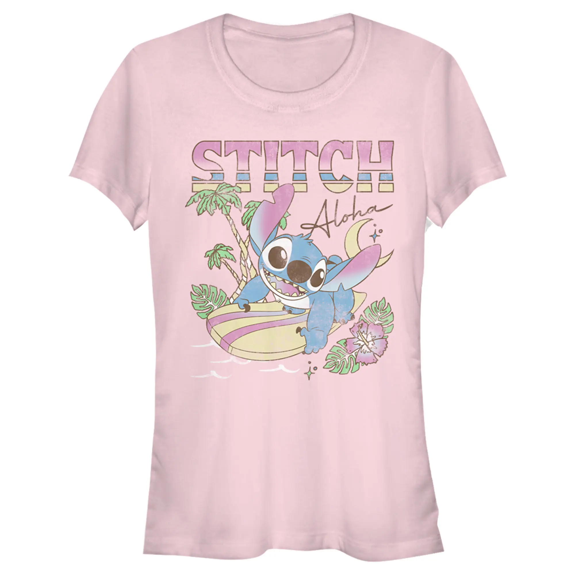 Juniors Womens Lilo & Stitch Surfing Stitch T-Shirt
