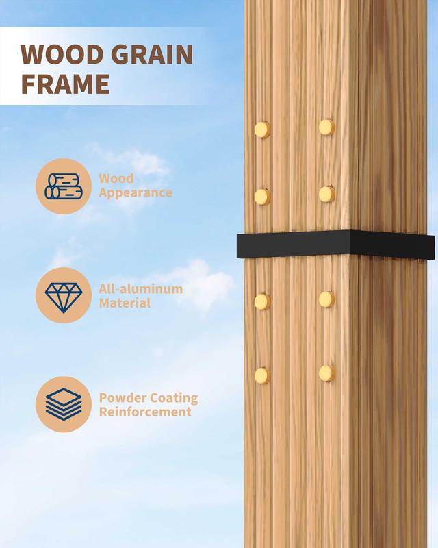 GARVEE 10x13 FT Aluminum Pergola with Adjustable Canopy, Outdoor Metal Gazebo with Reinforced Frame, Waterproof Sun Shade & Windproof Netting for Patio, Backyard, Garden