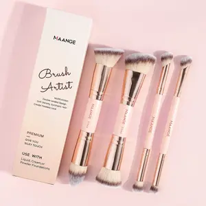Maange 4-Piece Makeup Brush Set, Foundation Brush, Blush Brush, Loose Powder Brush, Eyeshadow Brush, Concealer Brush, Metal Frame