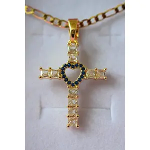 Sapphire Inspired Heart Cross