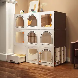 Cat Cabinet Multi-Layer Cat House with Integrated Litter Box, Litter Box Enclosure, Enclosed Litter Box, Kitten Litter Box, Indoor Cat Condo and Free Space for Cats, Stylish Kitty Villa for Home