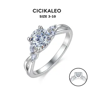 CICIKALEO  Moissanite Rings for Women 81-Facet Cut 18K White Gold 1-2CT Plated Lab-Created Engagement Wedding Gifts for Her  R2#Summervibes