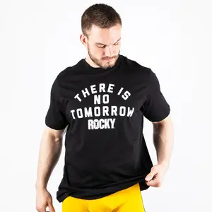 Contenders Men's Short-Sleeve Round Neck Cotton Streetwear Slogan Tee - "Rocky There Is No Tomorrow" Graphic Top, Casual Menswear Jersey Set