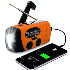 Emergency Hand Crank Radio with 3 LED Flashlight, AM/FM NOAA Weather Radio, 2000mAh Portable Radio with SOS Alarm, USB-C Charged & SOS Alarm & Flashlight for Indoor/Outdoor Emergencies (Orange)