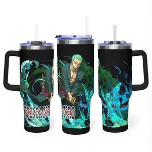Zoro - OP Stainless Steel Insulated Travel Tumbler With Handle 20oz 40oz, One.P Tumbler, Anime Tumbler, Gift For Fans