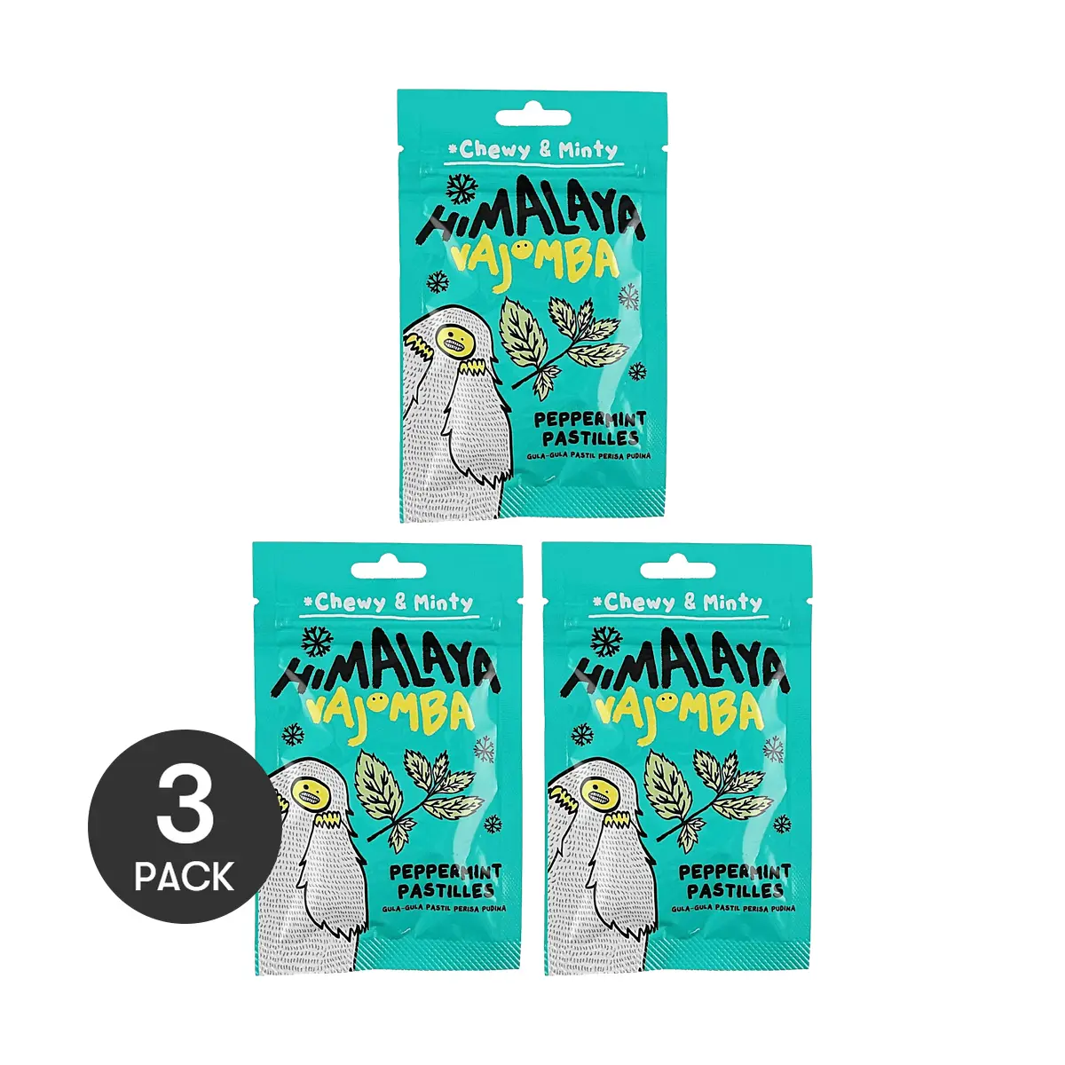 BIG FOOT Himalayan Mint Candy 3 Packs 75g Total Refreshing Breath Mints for Lasting Freshness