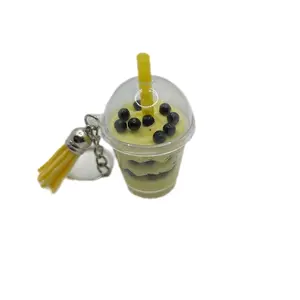 Cute Plastic Lemon & Blueberry Shake Light Keychain - Creative Drink Design Accessory for Keyholders, with Adorable Charm and Fun Funnel Design