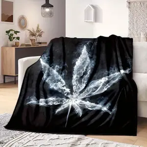 Soft & Cozy Leaf Print Blanket - Perfect for Sofa, Bed, Picnic, Travel & Office Naps - Machine Washable Polyester