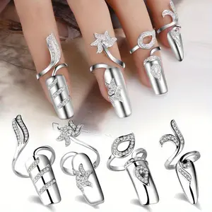 Elegant Floral Wreath Ring Set for Women (4 Pieces) - Adjustable Opening Design, Sparkling Rhinestones, Perfect for Weddings and Birthdays-Greenish