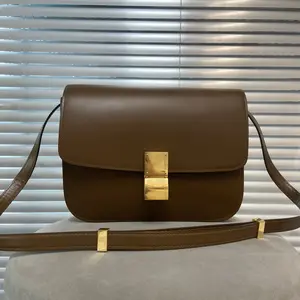 Pre-owned Celine Leather Crossbody Bags Box Calfskin Medium Classic Box Flap Bag Camel