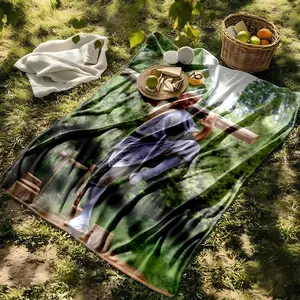 1 piece Shaolin monks wooden dummy martial arts training scene themed flannel blanket - All-season comfortable blanket with modern design, suitable for sofas and beds, digitally printed pattern, flannel material, super soft and warm, machine