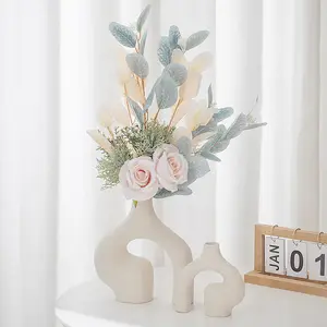 Nordic Ceramic Vase  Minimalist White Matte Vase for Dried or Fresh Flowers  Modern Home Decor Accent