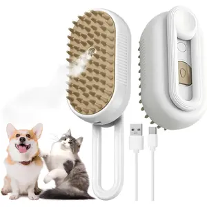 360° Rotating Pet Steam Brush for Hair Removal and Grooming Non-Slip ABS Pet Hair Brush with Ergonomic Handle Gentle Brushes for Cats Dog & Small Animals