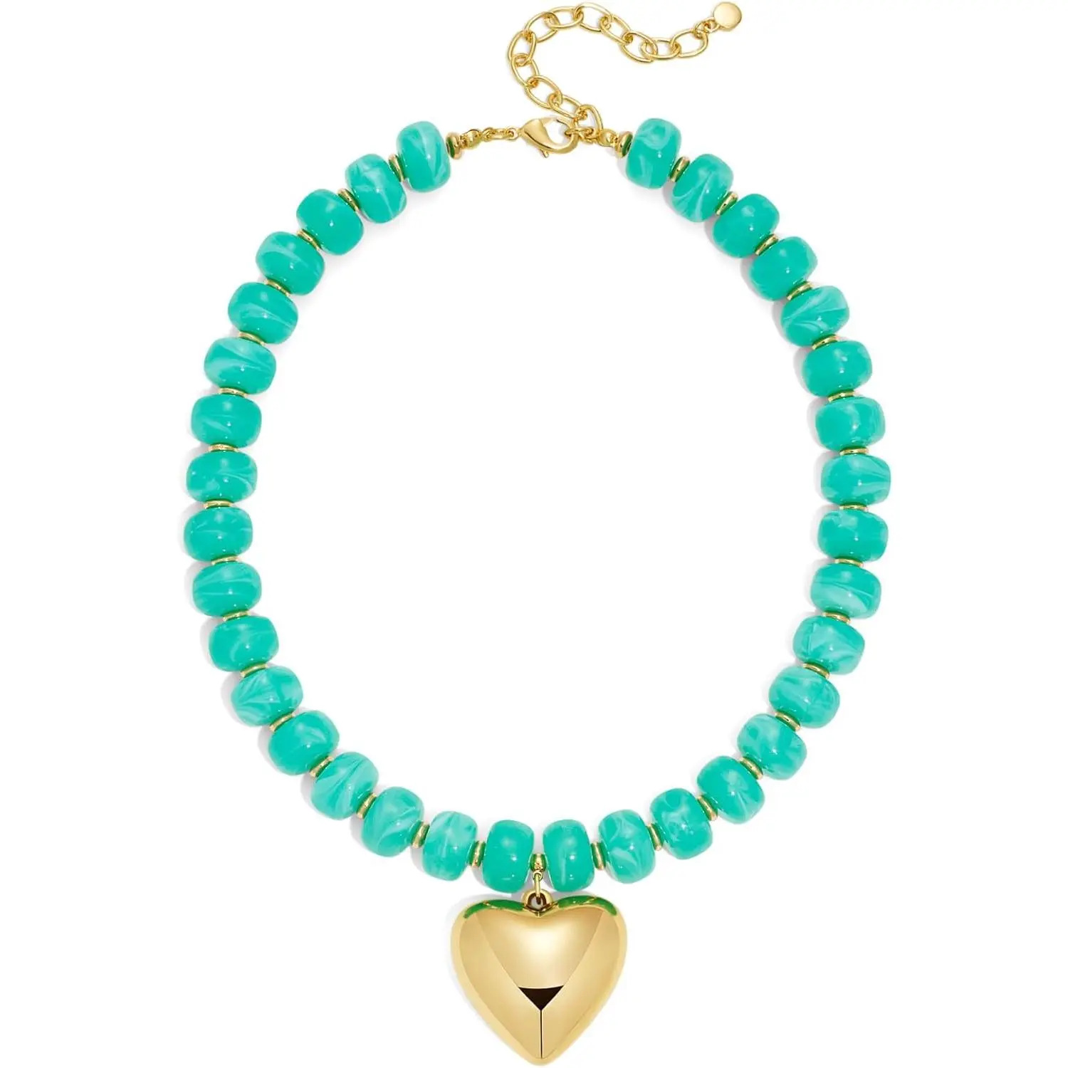 Chunky Heart Necklaces for Women Colorful Resin Beaded Choker Necklace Gold Puffy Heart Statement Necklace Trendy Acrylic Choker Jewelry