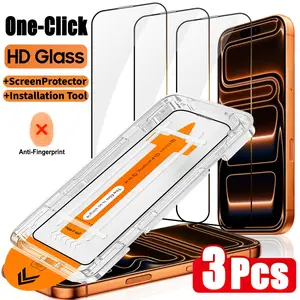 3-Pack 4K Ultra HD Tempered Glass Screen Protector, Compatible with iPhone 17 Pro Max, 16 Pro Max, 15 14 Plus, Anti-Scratch, Easy Installation