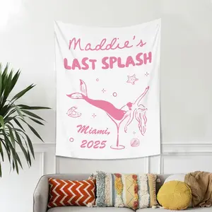 1 Piece Set Last Splash Mermaid Bachelorette Party Decor - Name/Date Tapestry for Bridal Shower, Mermaid Tail Wall Hanging, Wedding Party Accessories, Unforgettable Events