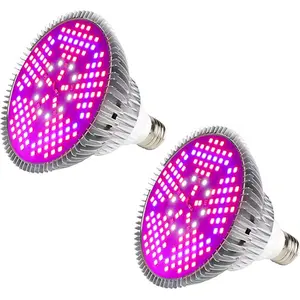 Pack of 2 100W Led Plant Grow Light Bulb Full Spectrum 150 LEDs Indoor Plants Growing Bulb for Vegetables Greenhouse Hydroponic E26 E27 Base AC 85~265V